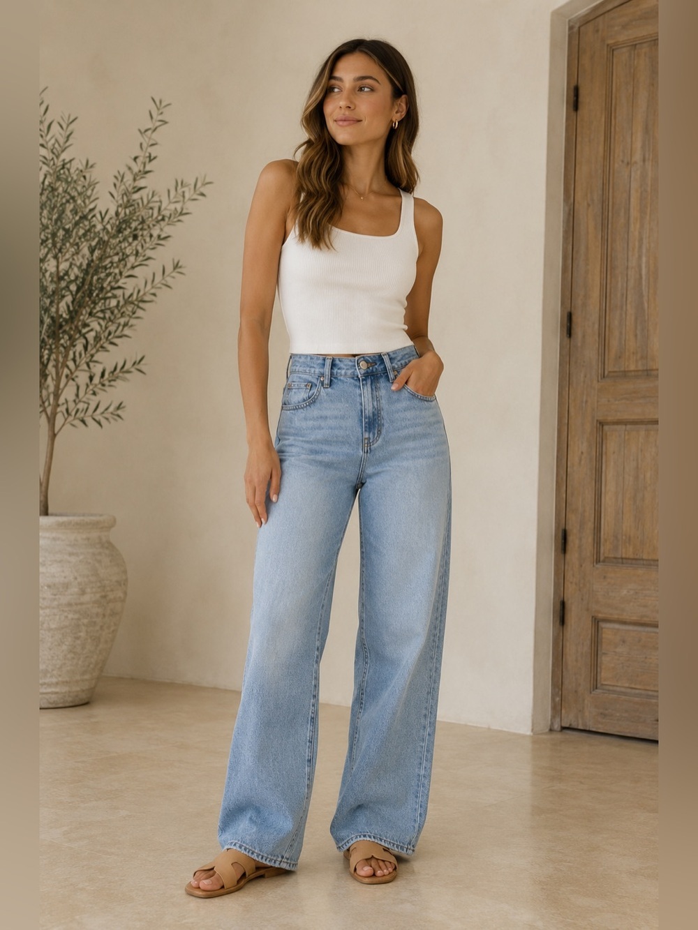 NWT Reitmans The Super High Rise Wide Leg Jeans Light Wash 27 Tall Long